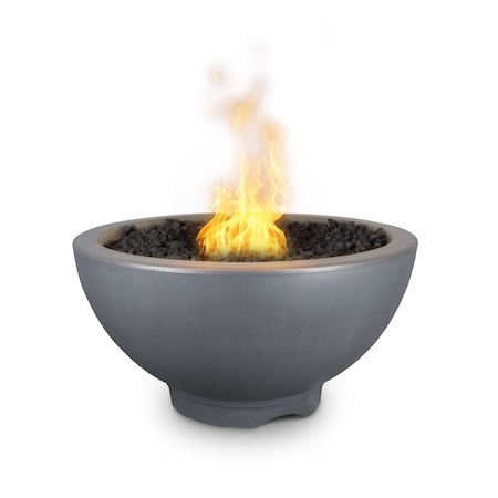 The Outdoor Plus 38 Round Sonoma Fire Pit - GFRC Concrete - Gray - Match Lit with Flame Sense - Natural Gas OPT-SONMA38FSML-GRY-NG